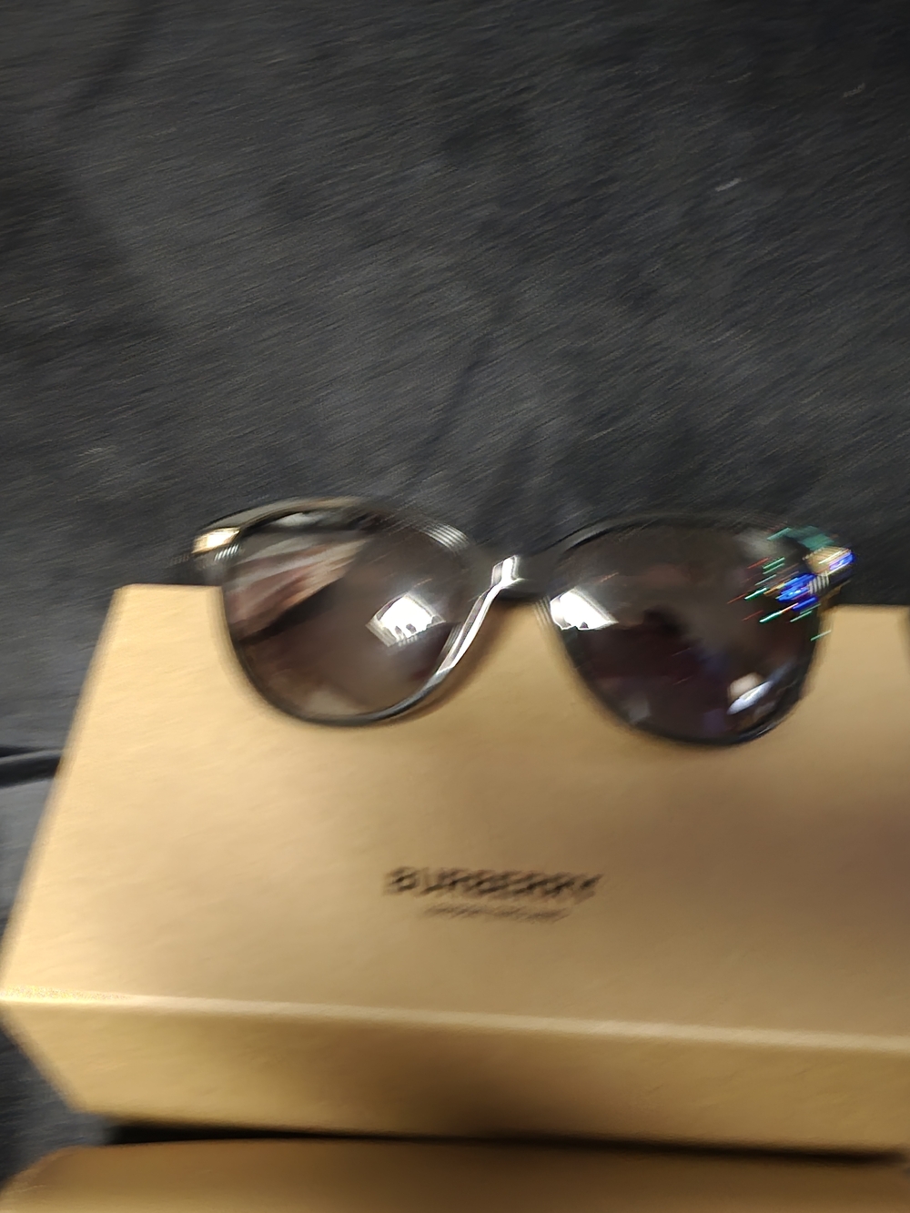 Burberry Black Cat-Eye Sunglasses with Signature Check Accent - Picture 7 of 8